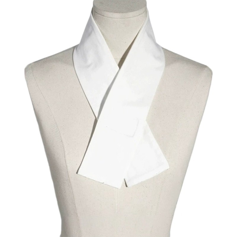 Chinese Style White Detachable False Collar for Ancient Dress Skinny Long Scarf