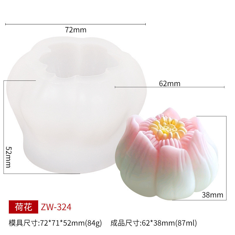 Khuôn silicon DIY 3D hoa sen/hồng/mẫu đơn/hibiscus làm bánh trung thu, mousse, thạch cao, nến, xà phòng