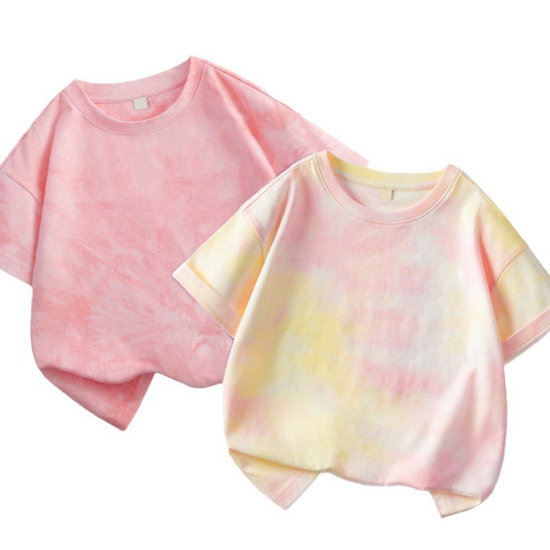 Thời Trang Bé Trai Bé Gái Áo Tie-Dye Full In Hình Cổ Tròn Rời Phong Cách Phương Tây Quần Áo Trẻ Em Size 100-150 HTQW