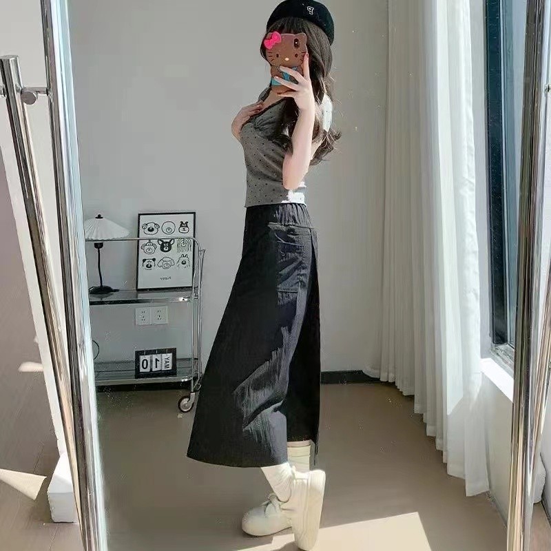 Váy Yamamoto 2024 Phong Cách Mới Cao Cấp Ôm Hơn Nhìn Quần Rời Chữ a Váy Dài Ống Rộng Culottes