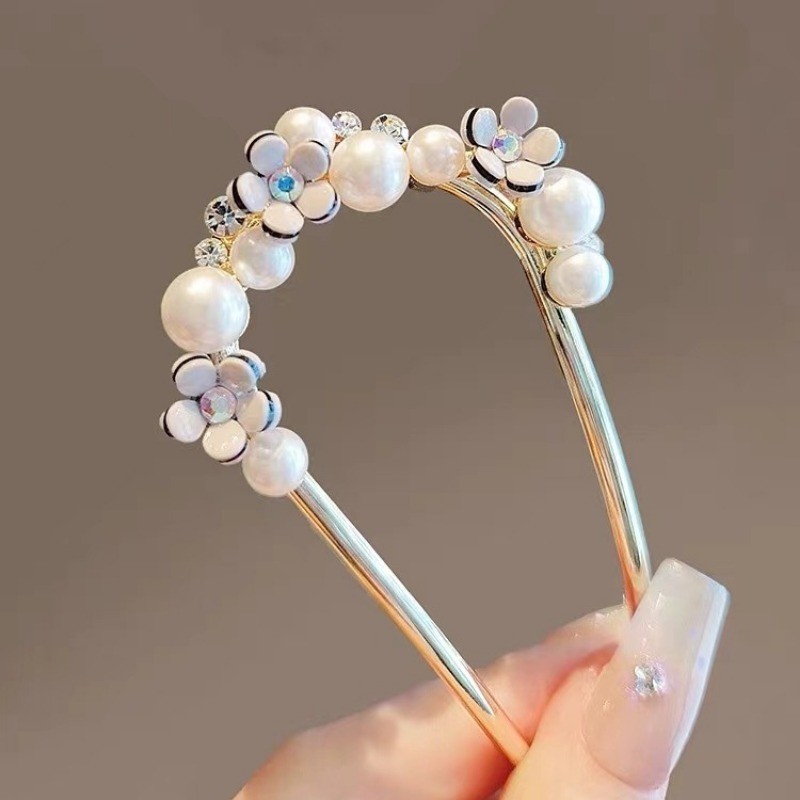 Mauropoli [Sẵn Sàng] Siêu Cổ Tích Camellia ~ Kẹp Tóc Ngọc Trai Hình Chữ u Kẹp Tóc Nữ Retro Đầu Lưng Kẹp Tóc Phụ Kiện Tóc Phong Cách Mới Phụ Kiện Tóc