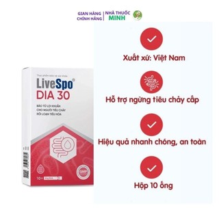 Giảm triệu chứng tiêu chảy cấp - LiveSpo DIA 30( hộp 10 ống x 5ml) - Hàng chính hãng