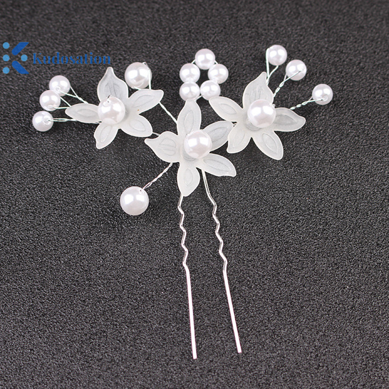 Kudosation Ngọc Trai Hoa Tiara, Trang Trí Tóc Mờ, Trang Sức Cưới Cô Dâu Handmade, Kẹp Tóc Ngọc Trai
