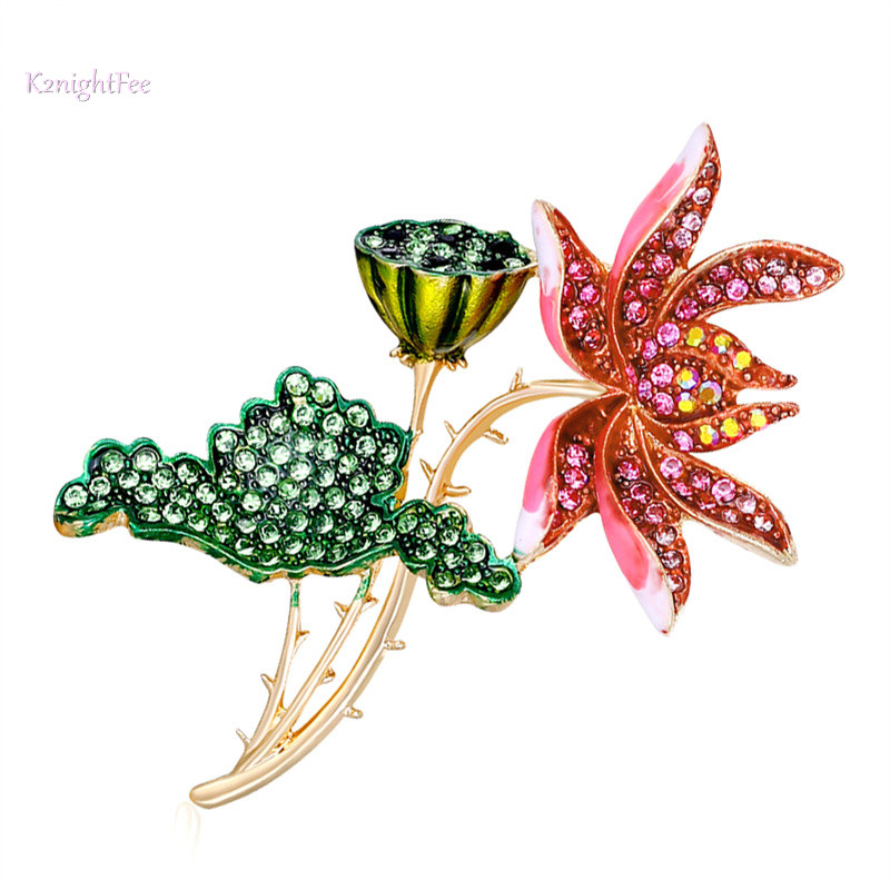 K2nightfee Kim Cương Giả Hoa Sen Thổ Cẩm Dành Cho Nữ Thanh Lịch Handmade Lá Đảng Văn Phòng Áo Khoác Trang Trí Phụ Kiện Chân Quà Tặng VN