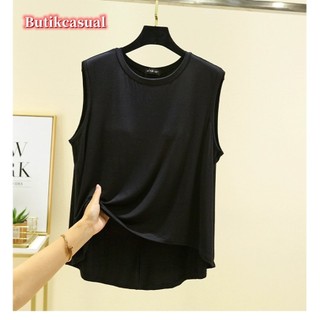 Phụ Nữ Miếng Lót Ngực Xe Tăng Thoải Mái Mùa Hè Rời Không Tay Mỏng Áo Ngực Lớn Cổ Tròn Áo Thun