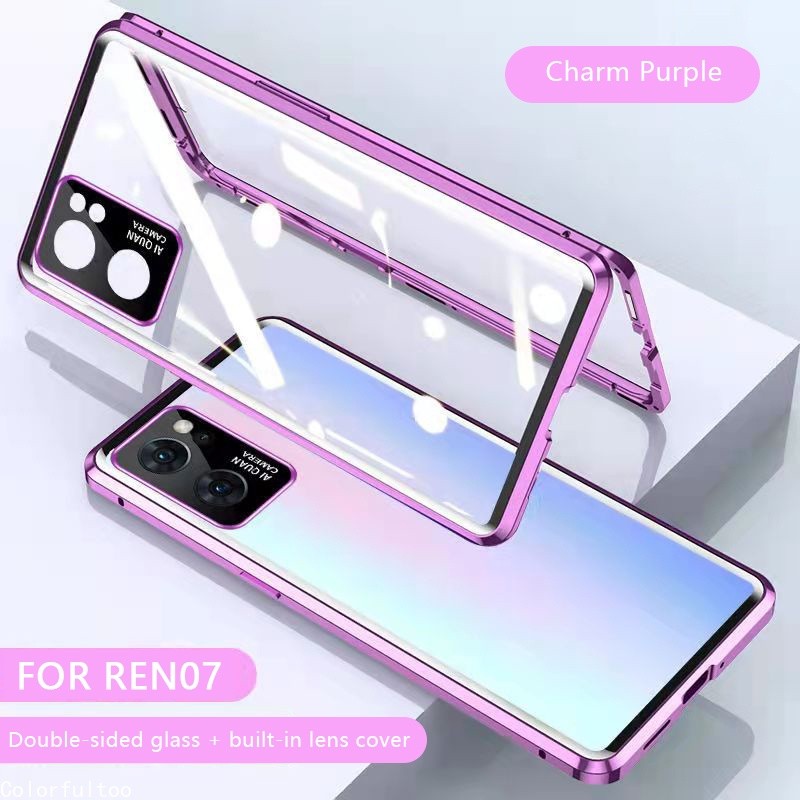 Ốp Từ Tính Cho Oppo Reno 12 11 Pro 11Pro 11F 12Pro 12F Reno11 Reno12Pro 5G Vỏ Điện Thoại Kính Cường Lực Hai Mặt Bảo Vệ Toàn Diện Vỏ Cứng Kim Loại Vỏ Chống Sốc