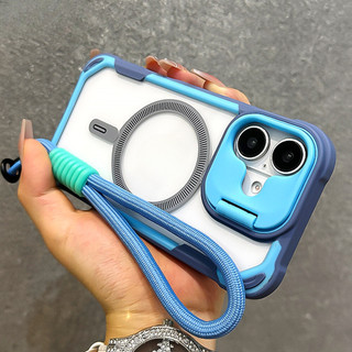 Sang Trọng Giáp Gấp Ống Kính Giá Đỡ Từ Tính Trong Suốt Dành Cho iPhone 16 15 14 13 11 12 Pro Max Dây Đeo Cổ Tay Dây Bao