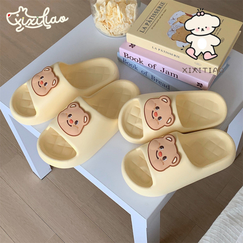 Xixitiao Dép Nam Nữ Đế Mềm Bước Trên Shit Mềm Mại Hoạt Hình Dễ Thương Gấu Trong Nhà Ngoài Trời eva Nhà