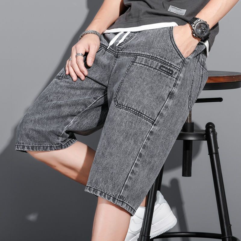 Sáu Túi Quần Short Denim Nam Mùa Hè Mỏng Phong Cách Rời Kích Thước Lớn Plus Béo Cực Lớn Béo Crop Quần Nam