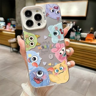 Ốp lưng iPhone cặp đôi chống sốc họa tiết quái vật nhỏ đầy màu sắc, dành cho iPhone16/15/14/13/12/11