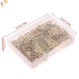 [GOU] 50 Cái / hộp Bản Lề + 200 Ốc Vít Sắt Vàng Bạc Đen Đồng 4 Lỗ Nội Thất Phần Cứng Bản Lề Trang Trí VN