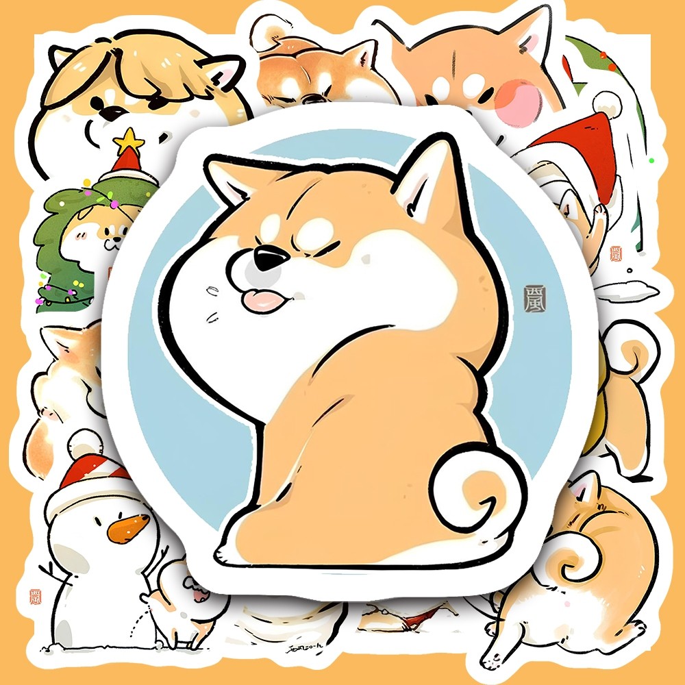 Hộp 25 Miếng Dán Sticker HÌNH SHIBA GIÁNG SINH ĐÁNG YÊU - Chống Thấm Nước Trang Trí laptop, vali - NSX Gì Cũng In