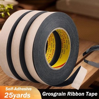 [Còn hàng] Dải dính băng đô SCANDIFY, Băng ruy băng Grosgrain 25 thước màu đen, Phụ kiện tóc DIY tự dính