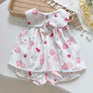 Set Bộ Hè Sát Nách Cổ Lá Cho Bé Gái Chất Thô Cotton Mềm Mát 8-22kg