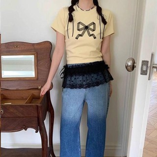 COZYNEST Ren Xù Váy, Xuyên Qua Thêu Ren Hoa Váy Mini, Y2K Dạo Phố Bông Tai Kẹp Xếp Ly Váy Quần Jean Trang Trí