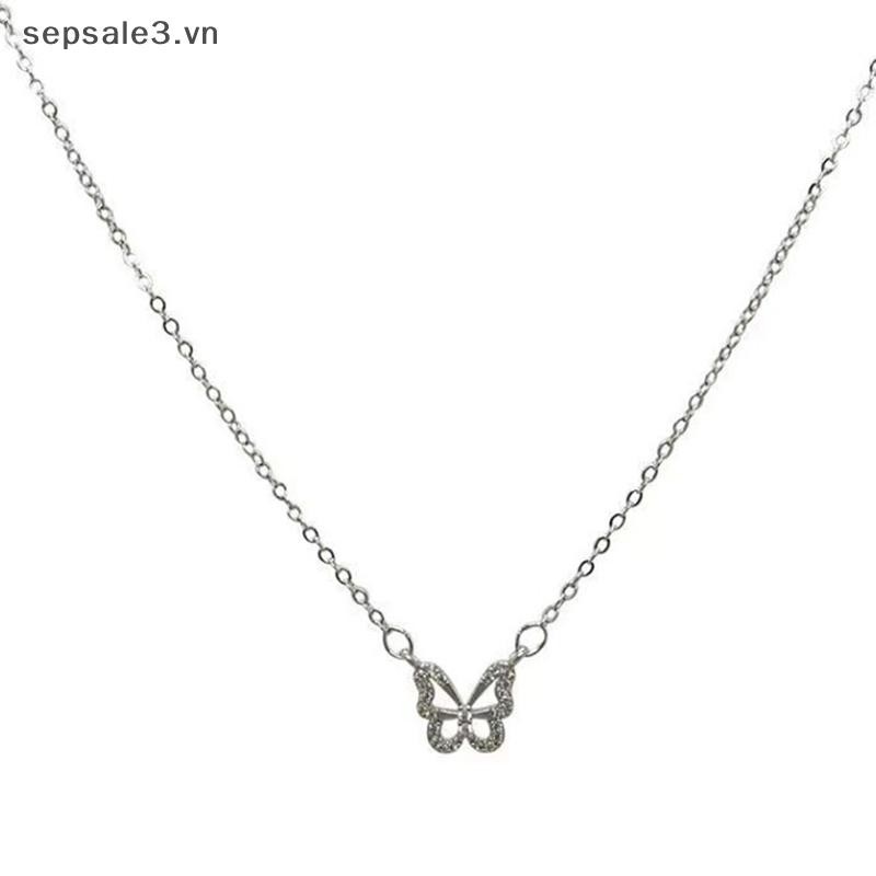 # sepsale # Vòng cổ mặt dây chuyền đẹp Vòng cổ dây chuyền bạc pha lê thanh lịch dành cho nữ Phụ kiện trang sức Quà tặng.