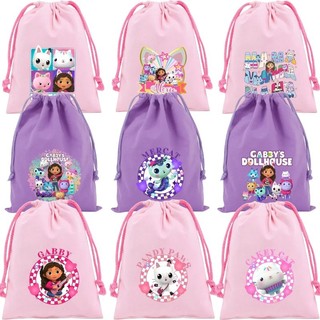 Gabbys Dollhouse túi dây rút hoạt hình túi lưu trữ quà tặng túi vải sang trọng