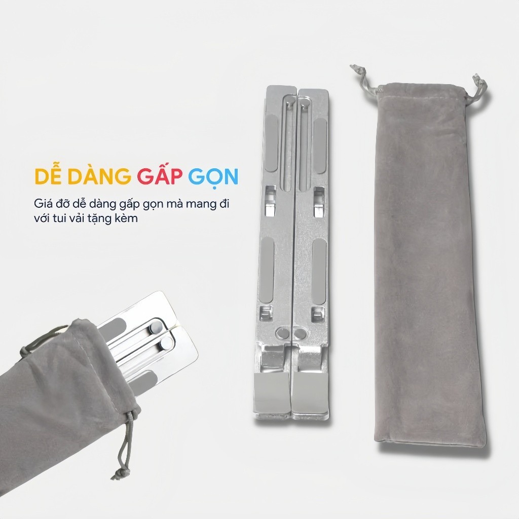 [Đơn 85k Nhận Quà] Giá đỡ laptop bằng nhôm điều chỉnh độ cao, gấp gọn, hỗ trợ tản nhiệt khi kê máy tính