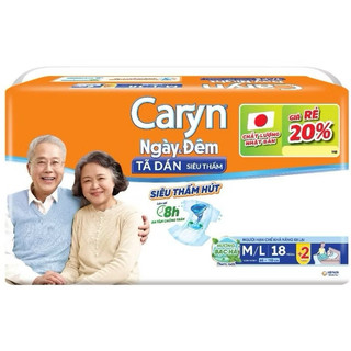 [Gói Lớn - đơn 500k tặng 1g Khăn ướt] Tã Dán Caryn Ngày & Đêm Siêu Thấm Người Lớn M/L18+2 (Vòng hông 65-110cm)ăn