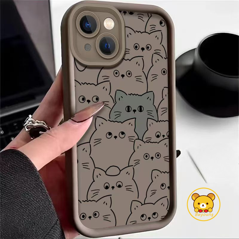 Ốp Điện Thoại Mềm Mèo Đen Vui Nhộn Dễ Thương Cho Redmi K80 K70 K70E K60 K60E K50 K50i K40 K40s K30 K20 Pro Ultra Gaming Matte Back Cover Hoạt Hình Màu Kẹo Chống Sốc Vỏ Chống Rơi