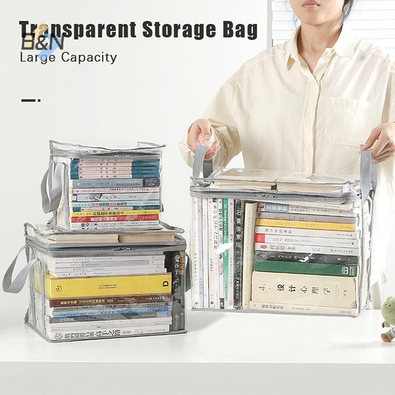 Túi đựng sách B & N Hộp đựng bộ sưu tập trong suốt Hộp đựng có thể xếp chồng lên nhau có tay cầm Hộp đựng chống bụi Túi có thể gập lại.