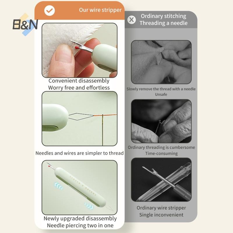 B & N Kim Threader Để May Tay 2 Trong 1 Khâu Tẩy Và Ren Gia Đình May Phụ Kiện Thiết Kế Hai Đầu Kim Làm Việc.