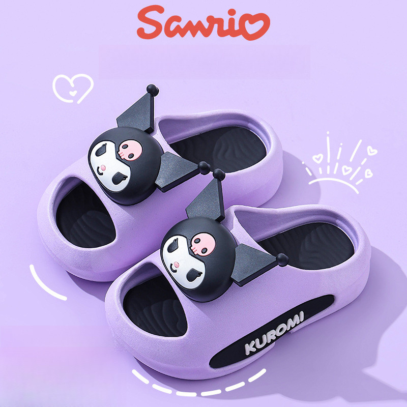 Dép trẻ em Sanrio Kuromi mùa hè không trượt, thoáng khí, sử dụng trong nhà và ngoài trời