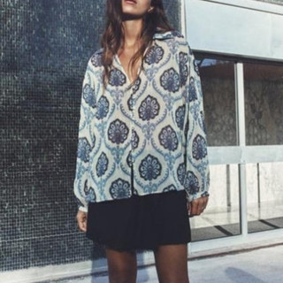 Zara made in Morocco đủ tag áo sơ mi voan hoa Spring cực đẹp