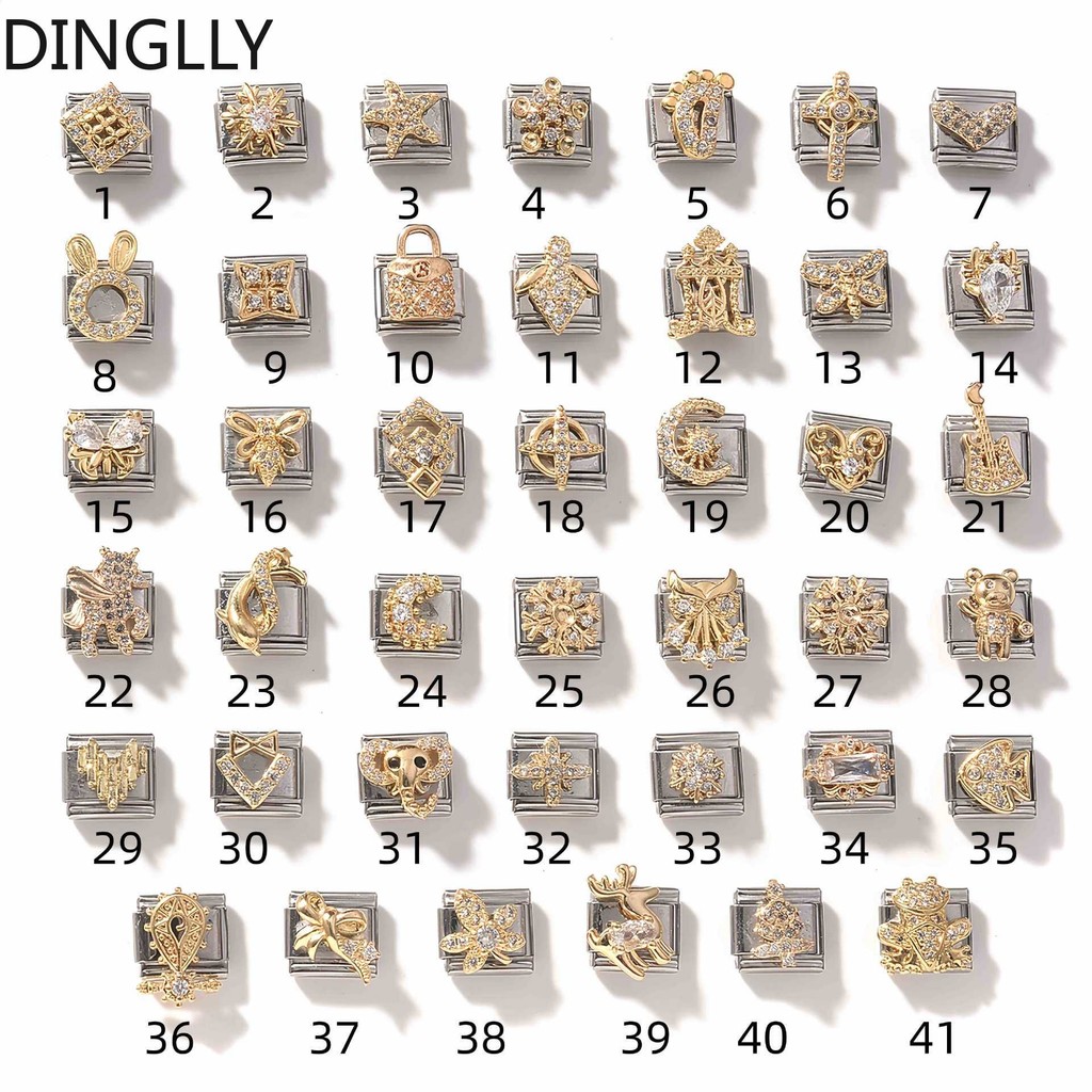 Vòng tay mô-đun Ý bằng thép không gỉ DIY Phụ kiện vòng tay đàn hồi Zirconia hai màu
