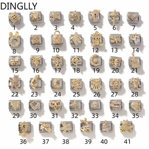Vòng tay mô-đun Ý bằng thép không gỉ DIY Phụ kiện vòng tay đàn hồi Zirconia hai màu