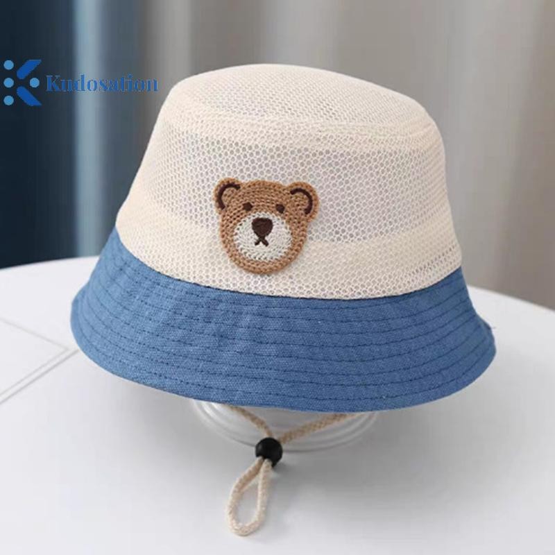 Kudosation Bé Mùa Hè Người Cá Mũ Gấu Dễ Thương Tập Đi Trẻ Em Lưới Thoáng Khí Mũ Chống Nắng Bãi Biển Ngoài Trời Bé Trai Bé Gái Panama Người Cá Mũ