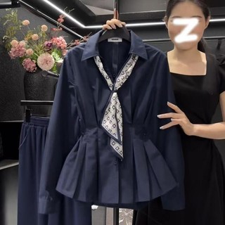 Áo sơ mi dài tay xếp ly nữ phong cách Hàn Quốc