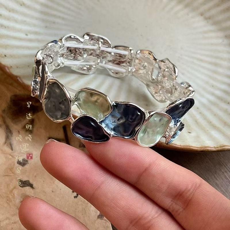 Vintage Hình Học Nhỏ Giọt Glaze Hoa Hồng Vòng Tay Ánh Sáng Sang Trọng Retro Niche Vòng Tay