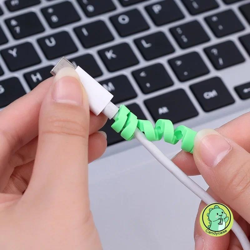 1 Chiếc Màu Ngẫu Nhiên Bảo Vệ Cáp Đa Năng Dữ Liệu Silicon Xoắn Ốc Cuộn Dây Dây Cáp Tổ Chức Cho iPhone USB Sạc Cáp Bảo Vệ