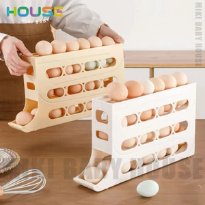 Khay Đựng Trứng Cuộn Tự Động Tiết Kiệm Không Gian Cho Tủ Lạnh , Khay trứng hộp đựng để trứng 2 4 tầng tự lăn My Nhân