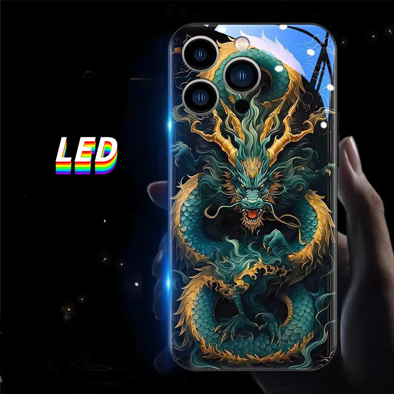 Rồng Vàng Ánh Sáng Nhiều Màu Sắc LED Phát Sáng Vỏ Điện Thoại Vỏ Bảo Vệ ...