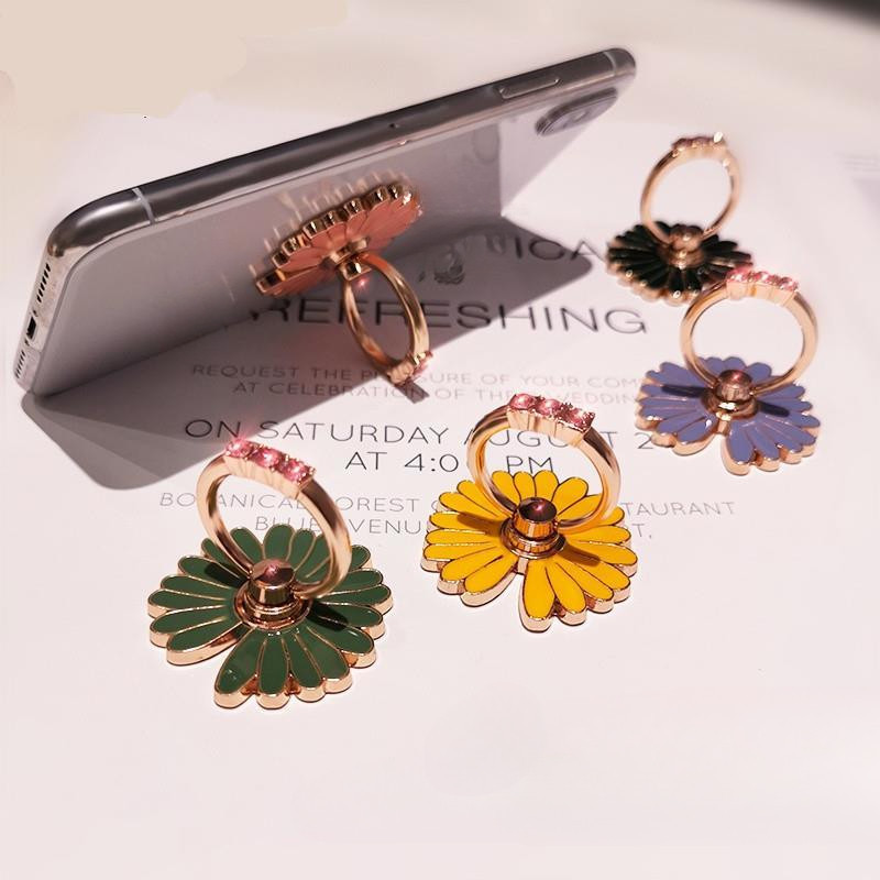 Phụ Kiện Điện Thoại Di Động Khóa Vòng Giá Đỡ Influencer Daisy Chống Sốc Khóa Ngón Tay Phong Cách Nữ Với Kim Cương Vỏ Điện Thoại Đa Năng Lười Để Bàn Giá Đỡ Đa Năng