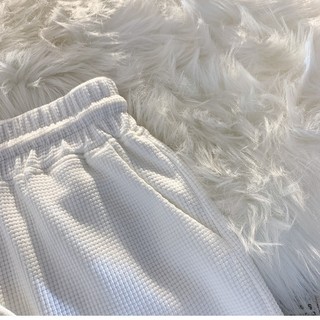 (S-3XL) Dây Rút Waffle Tất Cả Trận Đấu Quần Short Nữ Thể Thao Bên Gói Học Sinh Gia Đình Xu Hướng Rộng Hàn Quốc Quần Ngắn Thường Ngày