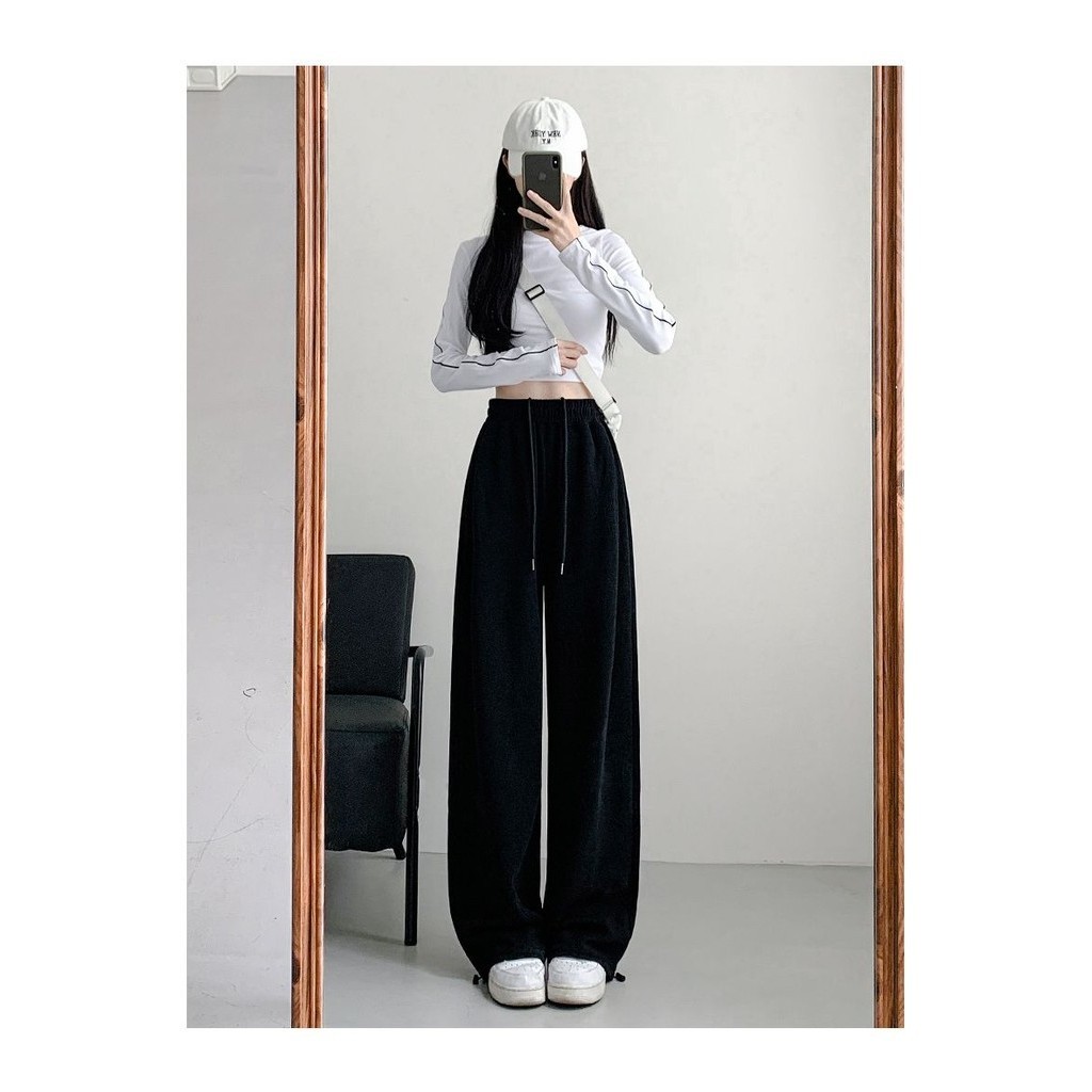 Quần Thể Thao Nữ Mùa Hè 2024 Phong Cách Mới Rời Ôm Hơn Nhìn Ống Rộng Quần Legging Thường Ngày Mồ Hôi