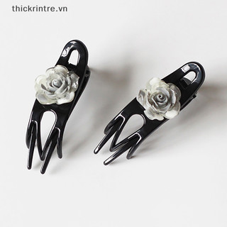 THI Thanh Lịch Tinh Tế Hoa Camellia Vuốt Tóc Tính Khí Đơn Giản Mực Hoa Cảm Giác Cao Cấp Kẹp Lưng Phụ Kiện Tóc VN