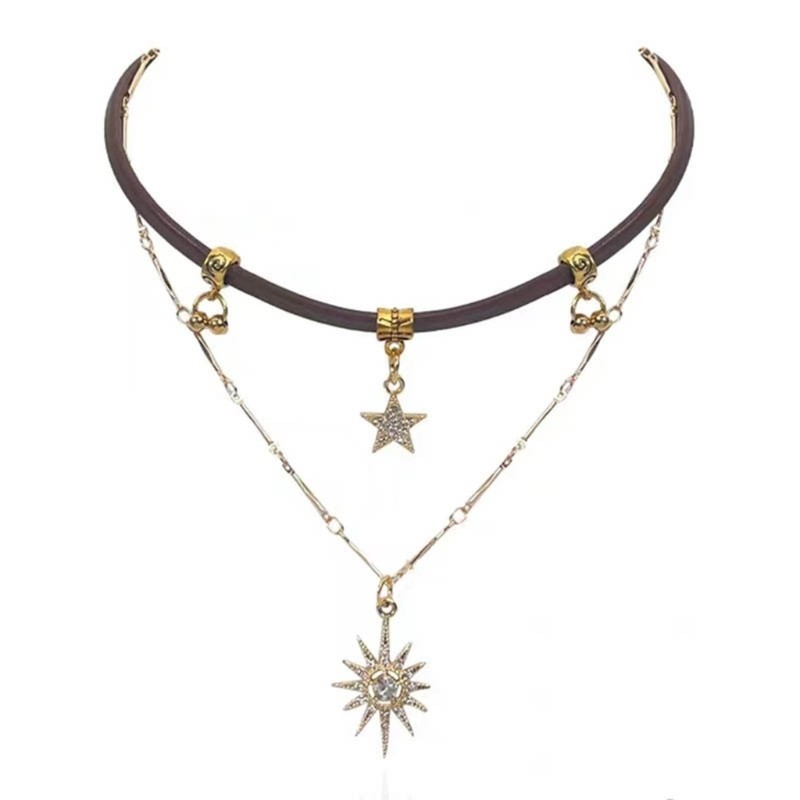 Mặt Trời mịn Mặt Trăng Mặt Dây Chuyền Vòng Cổ Xương Đòn Dây Chuyền Vòng Cổ Choker Trang Sức Thời Trang