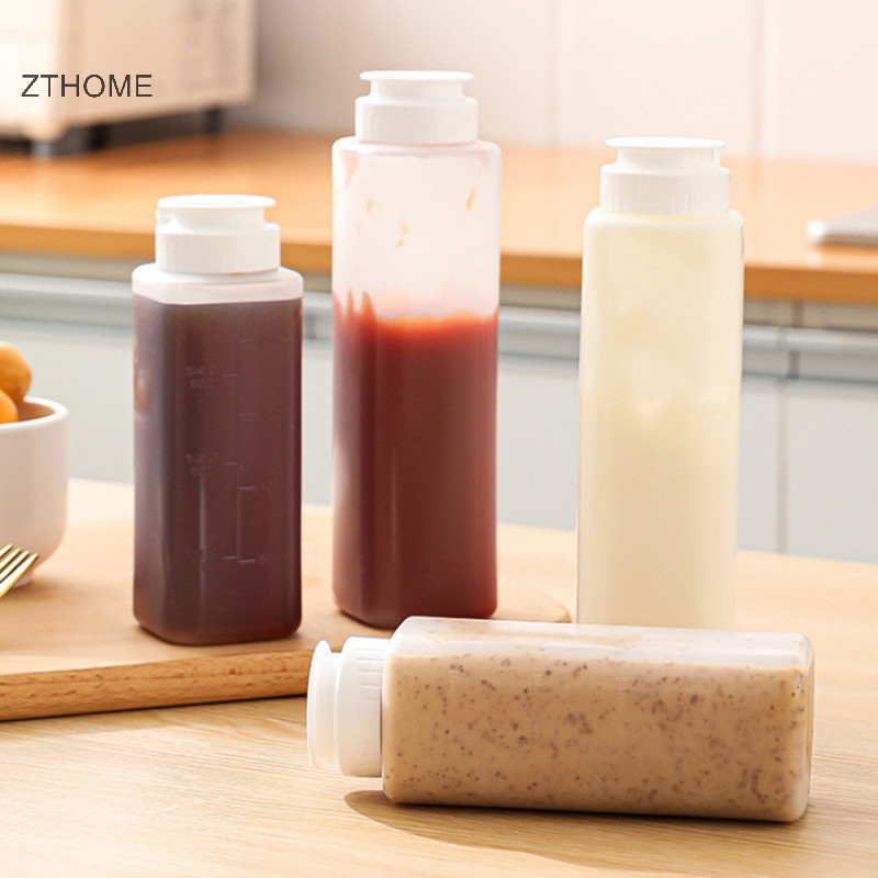 Zthome 200 / 300ml Gia Vị Bóp Chai Cà Chua Mù tạt Chai Trong Suốt Mayonnaise Mật Ong Hộp Đựng Nước Sốt Nóng