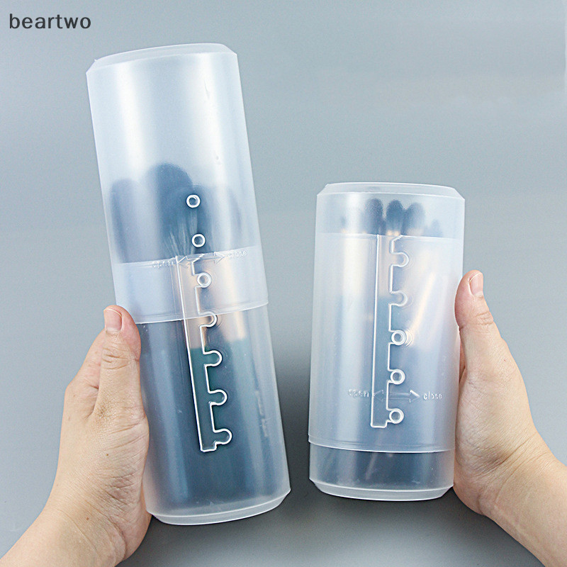 < Beartwo > Giá đỡ cọ trang điểm PVC có thể điều chỉnh chiều cao Hộp đựng cốc lưu trữ có nắp đẹp
