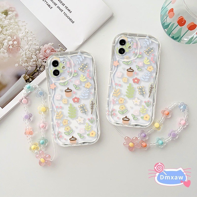 Dành Cho Vivo V40 Pro Y300 Pro Y19S 4G X200 Pro Ultra iQOO Z9 Turbo Z9X Neo 9 Pro Y28 4G Wave Vỏ Điện Thoại Hoa Nhỏ Dễ Thương Tươi Mềm Chống Sốc Bảo Vệ Camera Ốp Lưng + Vòng Tay