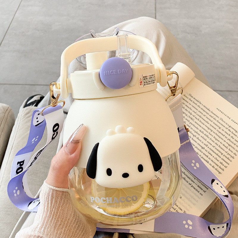 Bình Nước Nhựa Hoạt Hình Nhân Vật Đáng Yêu Kuromi Melody Có Ống Hút 1050ml - Bình Đựng Nước Trẻ Em Dễ Thương 2024