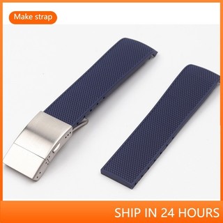 Cho 21 Mm Longines Conquest Watchband Cao Su Mềm Dây Đeo Đồng Hồ Silicon Đen Xanh Xám Xanh Gấp Khóa Đồng Hồ