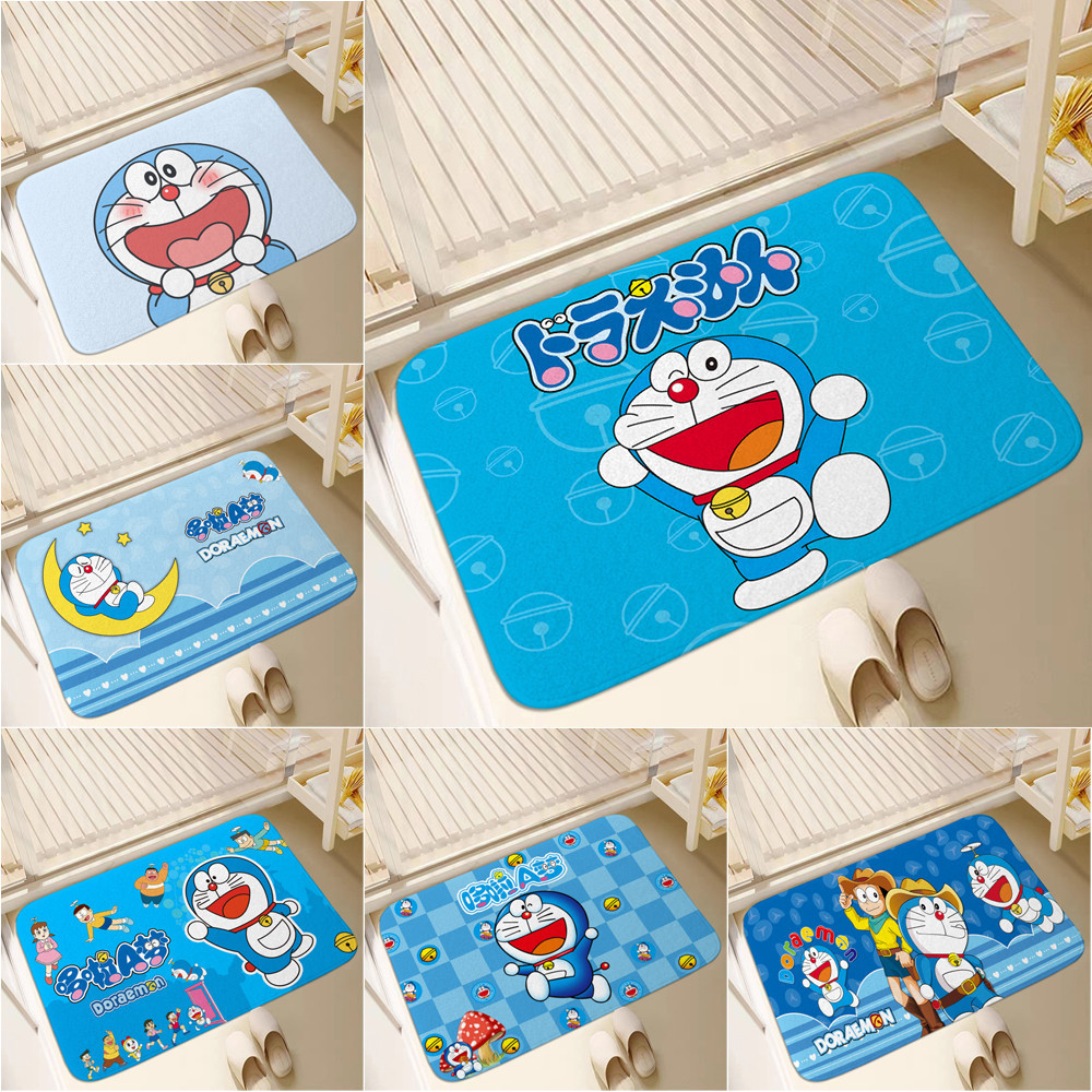 Thảm Lót Cửa Hoạt Hình Doraemon Chống Trượt 60x40cm Trang Trí Phòng Tắm