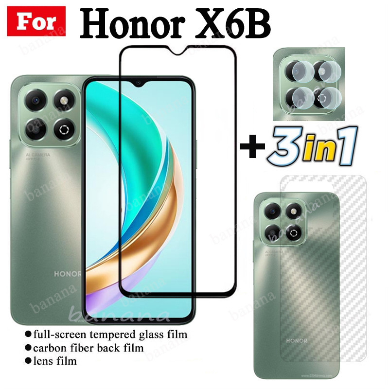 Phim Kính Cường Lực 3 TRONG 1 Honor X6B Cho Honor X6A X7A X8A X7B 4G X7B 5G X8B Kính Bảo Vệ Màn Hình Toàn Bộ + Phim Ống Kính Máy Ảnh + Phim Mặt Sau