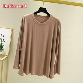 Phụ nữ mỏng dài tay áo thun mùa hè cộng với kích thước đầu lỏng lẻo màu giản dị đầu đồ ngủ
