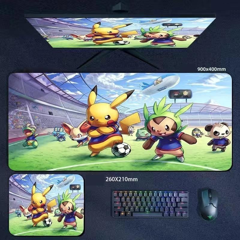 Miếng Lót Chuột Pokémon Go Pikachu Cực Lớn Bàn Phím Máy Tính Dày Thảm Bàn 90 * 40 / 80 * 30 / 60 * 30 / 26 * 21cm Hoạt Hình Dễ Thương Trang Trí Bàn Làm Việc Quà Tặng Cho Bé Trai Người Bạn